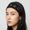 Solid Color Hollow Metal Headband Grommet Yoga Elastic Hair Band  Women