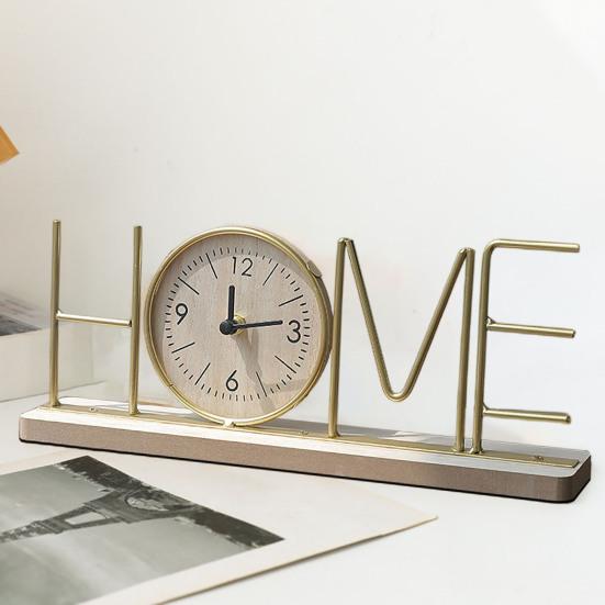 Настольные часы украшения металла LOVE HOME деревянные часы с основанием не тикают бесшумный дом