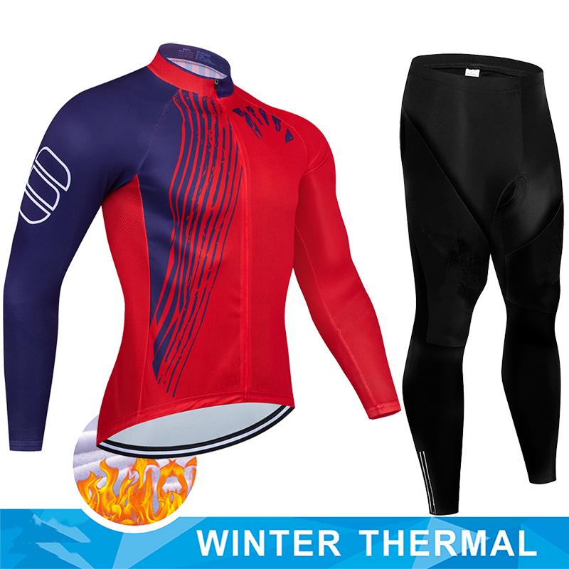 2026 Winter Fleece Warm Winter Thermal Fleece Cycling Jersey Set Man's Long Sleeves Cycling Kits Mountain Bike Jersey Road Bike Cycling Suit