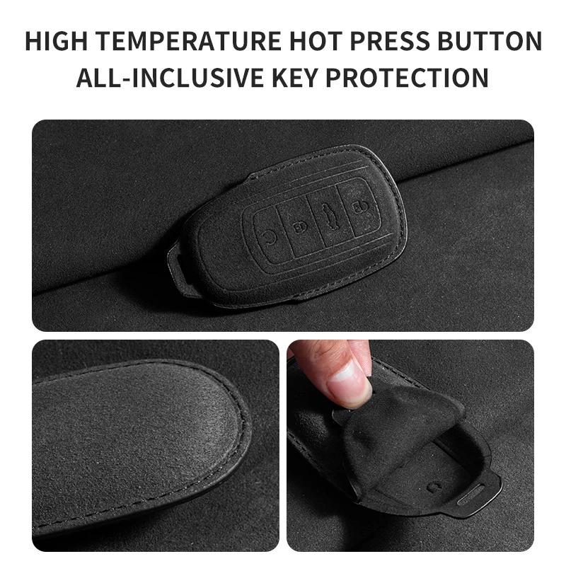 Suede Car Key Case Protector Cover Remote Fob Holder Keychain for Chery Tiggo 8 Arrizo 5 7 Pro EQ7 5x 3x Tiggo 7 Gx Pro 2020