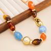 SHIXIN New Bohemian Colored Resin Beaded Beaded Chokers Necklaces for Women Vintage Elegant Adjustable Clavicle Chain Jewelry
