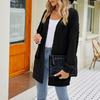 Casual Solid Color Women's Mid Length Cardigan Sweater Coat Fashion
