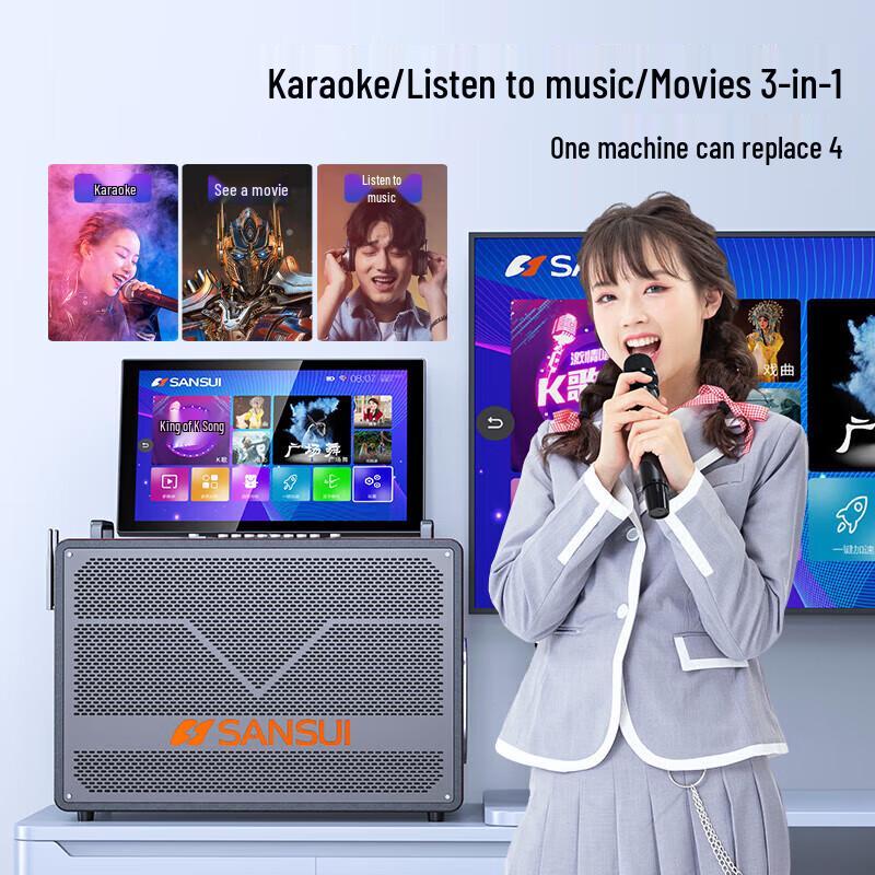 Sansui C8 Portable KTV Speaker System with Display CN plug (adapter included) (CN version)