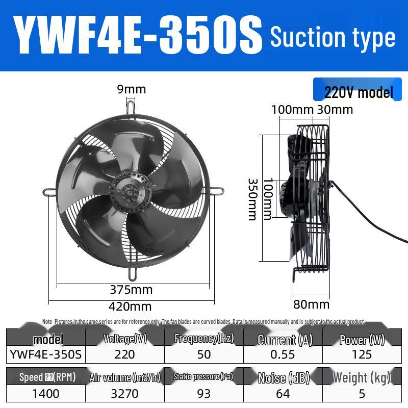 Осевой вентилятор с внешним ротором YWF4E: 220В Воздушный компрессор/Конденсаторное охлаждение, 380В Вытяжка для холодильной камеры.