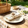 Reusable Cloth Napkin Rings 6Pcs Linen Flower Rings, Wooden Ring Rustic Holders, Tableware Accents for Banquet Farmhouse Wedding Bridal Shower Dining