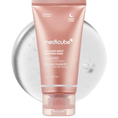 Ночная коллагеновая маска-обертывание Medicube 75 мл, увлажняющая маска, упругость, блеск, вода, сияние пор, уход за кожей, сухая чувствительная кожа, корейская косметика