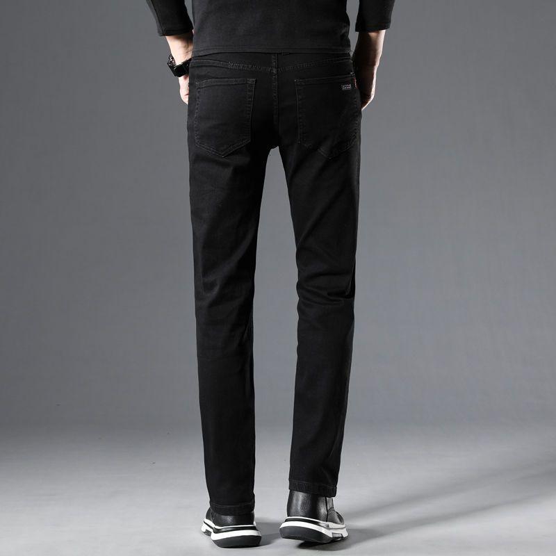 Men's Jeans Straight Slim Casual Stretch Mid-waist Trousers