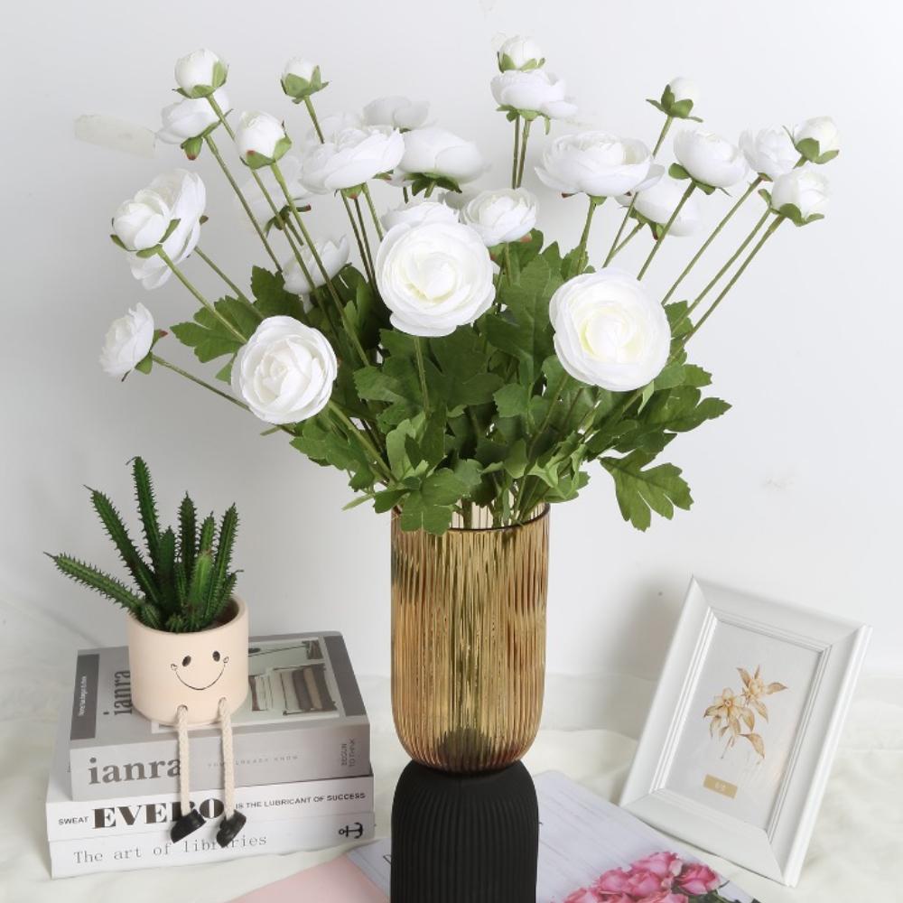 4 шт. 16 головок ранункулюсов искусственные шелковые цветы с длинными стеблями ранункулюс искусственные цветы персидские искусственные цветы для свадебного стола центральный элемент домашнего декора