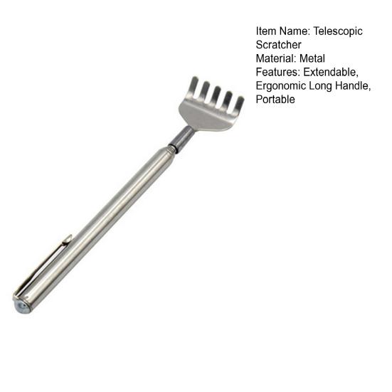Раздвижная чесалка для спины из нержавеющей стали, портативная, для труднодоступных мест, телескопическая ручка с пятью зубьями, инструменты для массажа и чесания спины