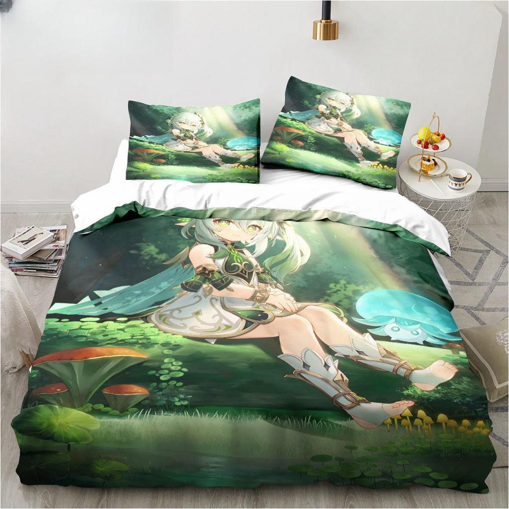 New Genshin Impact Nahida Kawaii Cute Cartoon Nahida King Twin Double Child Bedding Set Microfiber or Polyester Duvet Cover Set