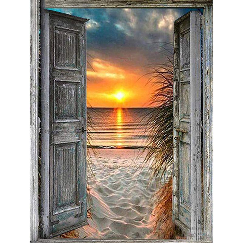 Алмазная картина «Закат на берегу моря» Картина со стразами Алмазная вышивка Полный квадратный комплект бусин Алмазная мозаика Home Dec