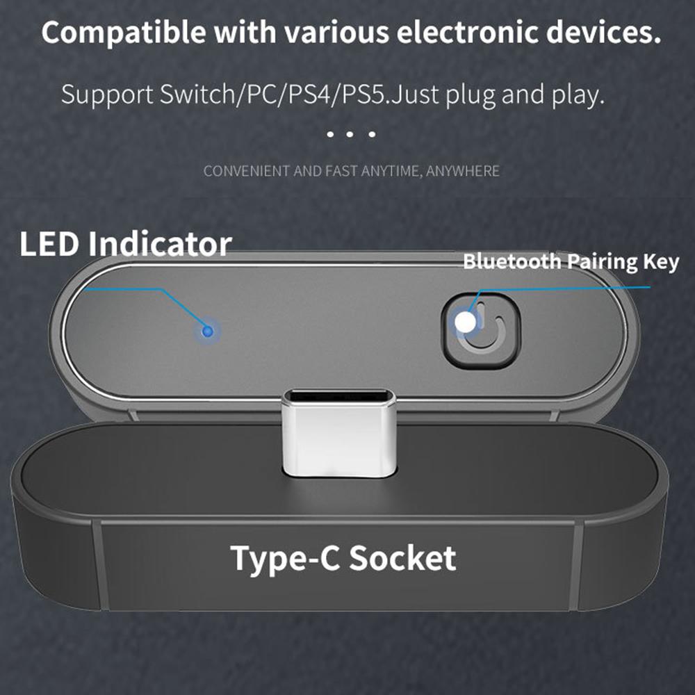 HONSON HS-SW390 For Nintendo Switch/Switch Lite/PS4/PS5 Game Console Bluetooth-compatible Receiver Transmitter