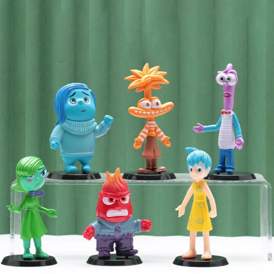 Набор из 6 шт. Игрушка Фигурка Действия Inside Out 2 Мультфильм Радость Тревога Гнев Грусть Отвращение Страх Модель Куклы Фигурки Подарок для Детей