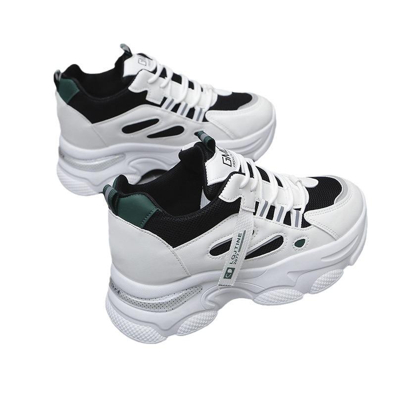 Весенние новые сетчатые дышащие туфли на внутренней платформе для женщин 2025, женские спортивные туфли на толстой подошве с платформой, кроссовки для папы, женские