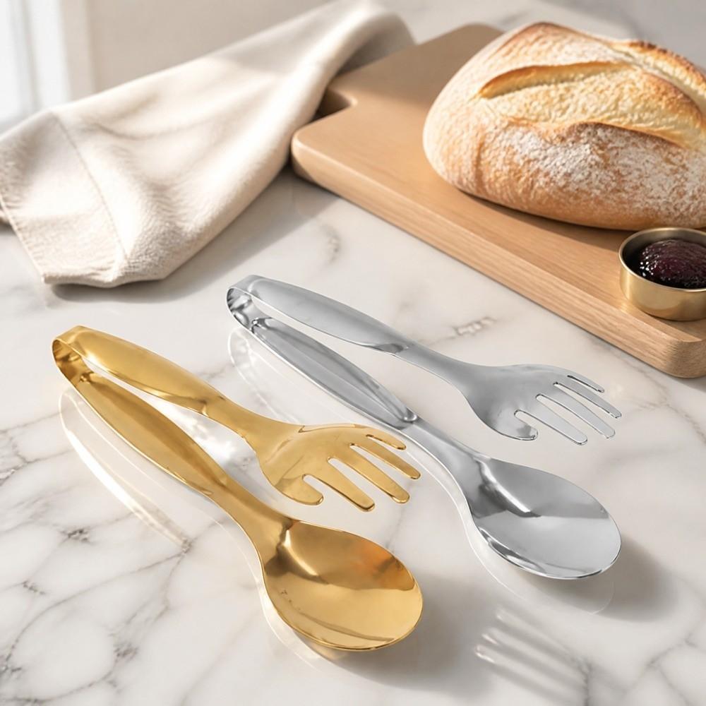2 PCS Stainless Steel Food Clips Gold Silver Salad Tongs Practical Buffet Tongs Pastry Buffet