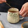 Керамическая кофейная чашка в японском ретро-стиле объемом 350 мл с крышкой и ложкой, термостойкая, с устойчивым дизайном, для молока, чая, завтрака, дома, офиса, подарок