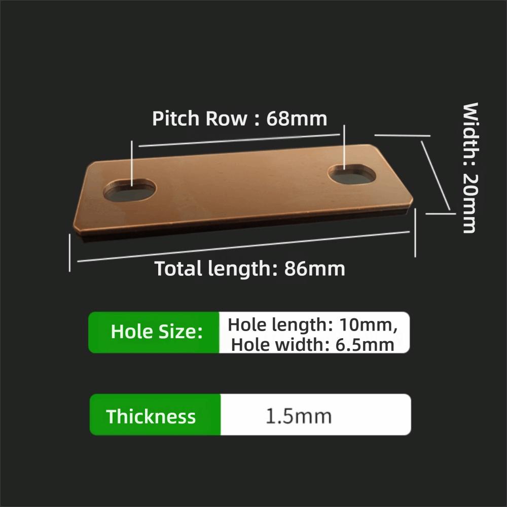 M6 screw holes Bus Bars Connector Flat Red Copper Pickling Busbar Busbar Connector  LiFePO4 Cell