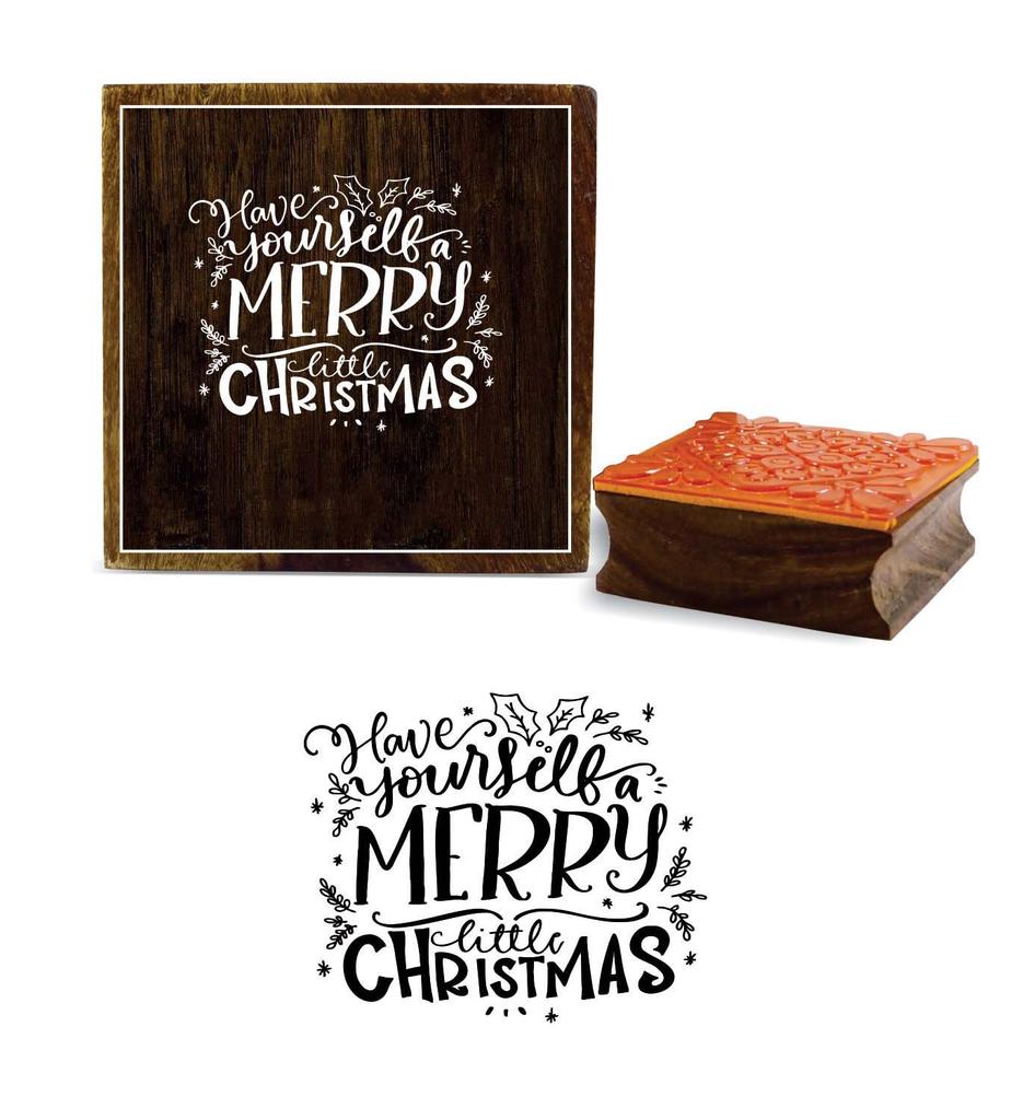 Printtoo Have Yourself A Merry Little Christmas Word Square Wooden Rubber Stamp-2 x 2