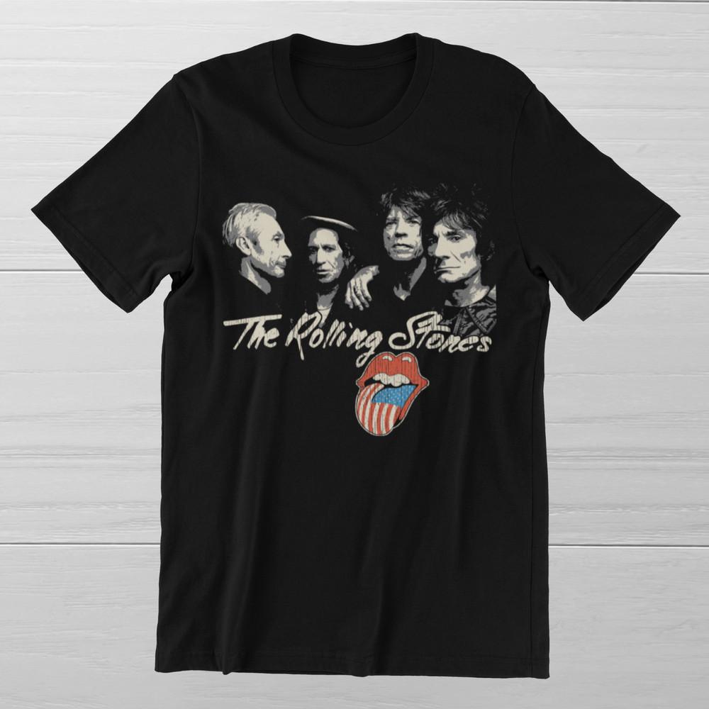 THE ROLLING STONES Мик Джаггер 60-е Английская Рок-группа Хлопковая футболка с кольцевой пряжей Унисекс