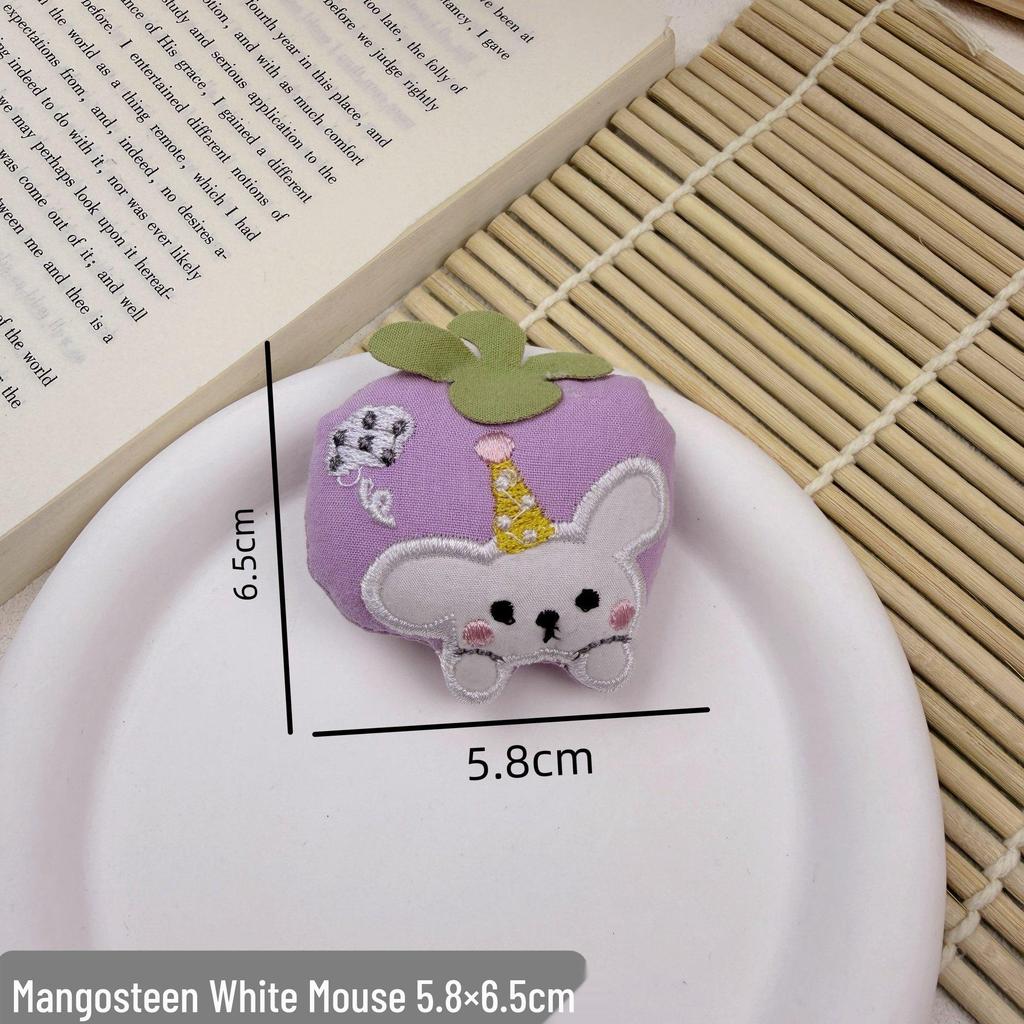 Cartoon Fruit Panda & Rabbit Brooch - Cute Doll Accessory for Bags & Clothes