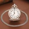 Classic Vintage Silvery Wolf Pocket Watch with Necklace Chain Cool Pendant Clock Gift for Women Men
