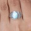Кольцо с натуральным драгоценным камнем ларимар, твердое серебро 925 пробы, ювелирные изделия с камнями, серебряные украшения-подвески, овальное кольцо