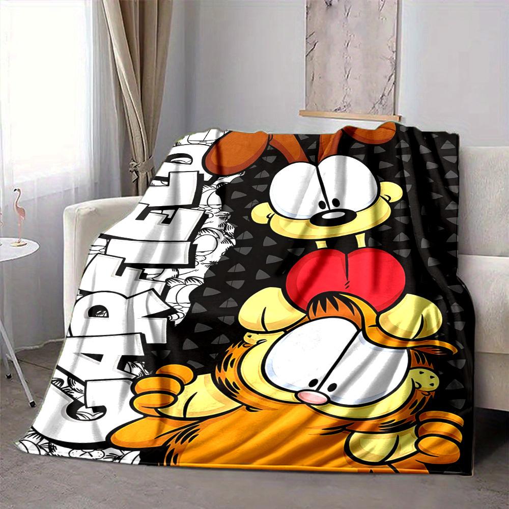 1 шт. Фланелевое покрывало с героями Garfield, HD-печать, легкое, мягкое, теплое, всесезонное, для дивана, кровати, путешествий, кемпинга, можно стирать в машине