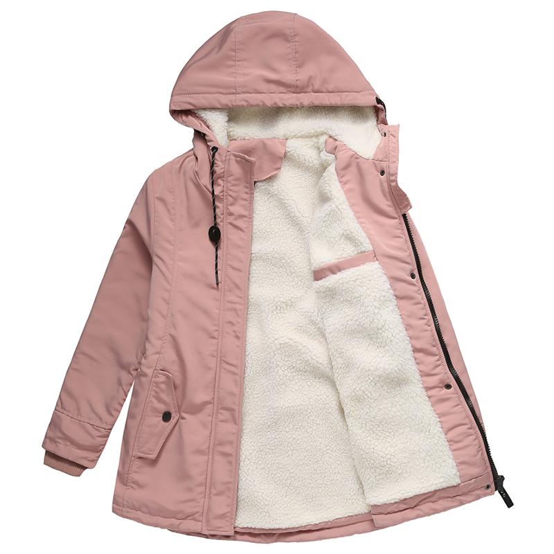 Женские парки, пальто BRIGH DEER, с капюшоном, застегивающимся на молнию, с завязкой на талии, большой размер, теплое пальто, зимняя верхняя одежда