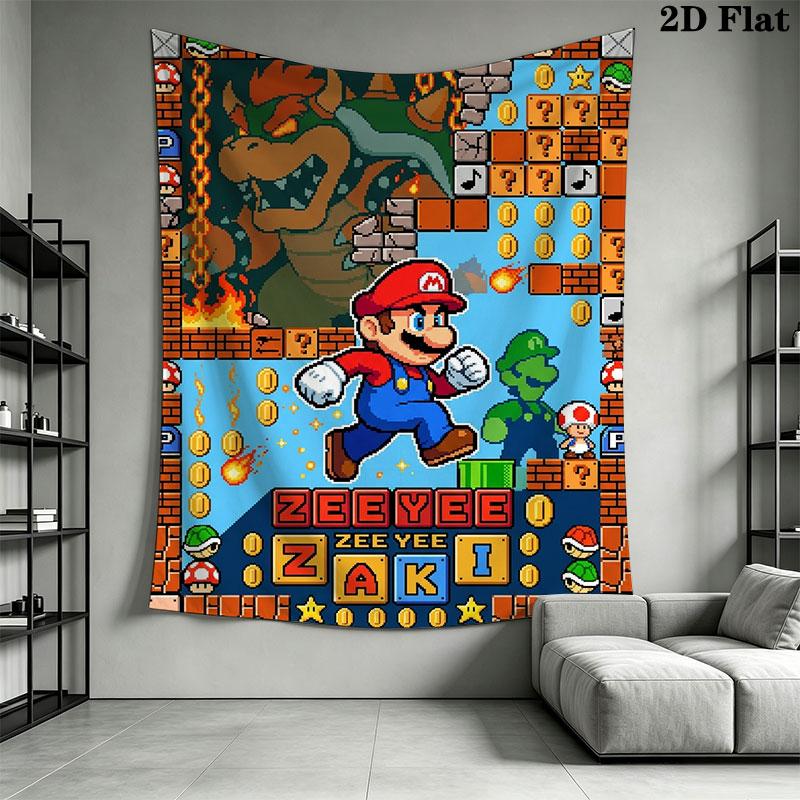 Hop Mario Brick Wall Hanging Printed Fabric Blanket Decorative Tapestries for Bedroom Living Room Home Decor
