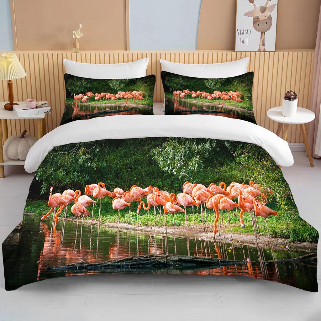 Фламинго мультяшный милый медведь каваи рождественский подарок двуспальная кровать размера кинг детское постельное белье микрофибра или полиэстер комплект пододеяльника