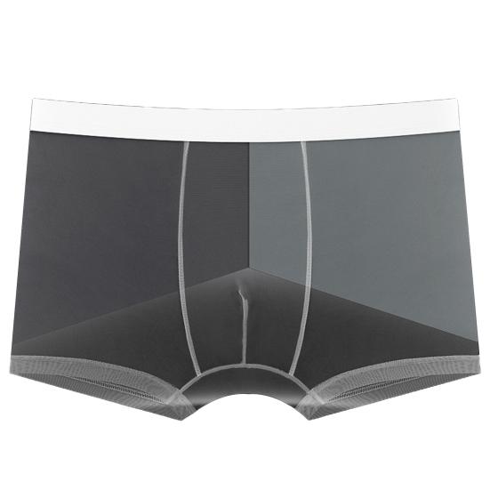 Men Boxer Underwear Mid-rise Elastic Waist Perspective Mesh Yarn Shorts