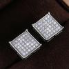 Huitan Simple Stylish Square Shape Women Stud Earrings Micro Paved CZ Stone Versatile Earring Full Bling Iced Out Trendy Jewelry