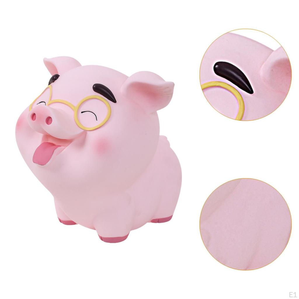 Pig Money Bank Piggy Ornament, Cute, Saving Jar Box for Tabletop Bar