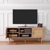 Rattan TV Stand, Boho TV Cabinet for 55 inch TV, Mid Century Modern TV Stand, Rattan TV Console with Adjustable Shelfs for Living Room, Media Room,