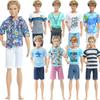 1 Set Doll Outfit for Ken Dolls Men Daily Wear Mix Striped T-shirt Shirt Pants Trousers Shorts Casual Clothes for Ken Doll Kid Toy Accessories