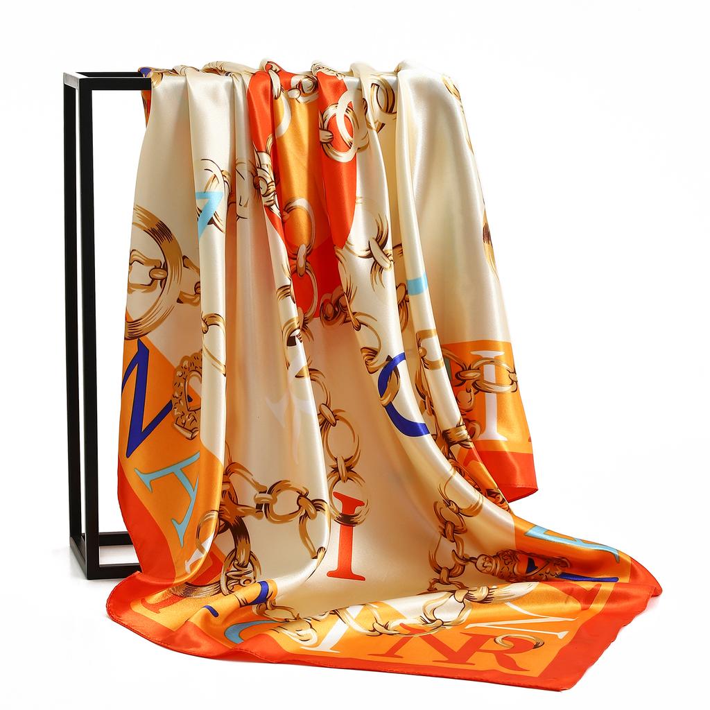 Шелковый шарф Scarftop Повязки на голову для женщин Винтажный Четыре сезона Шарф для волос 90*90 см Хиджаб Фуляр Iuxe Бандана Femme Головной платок