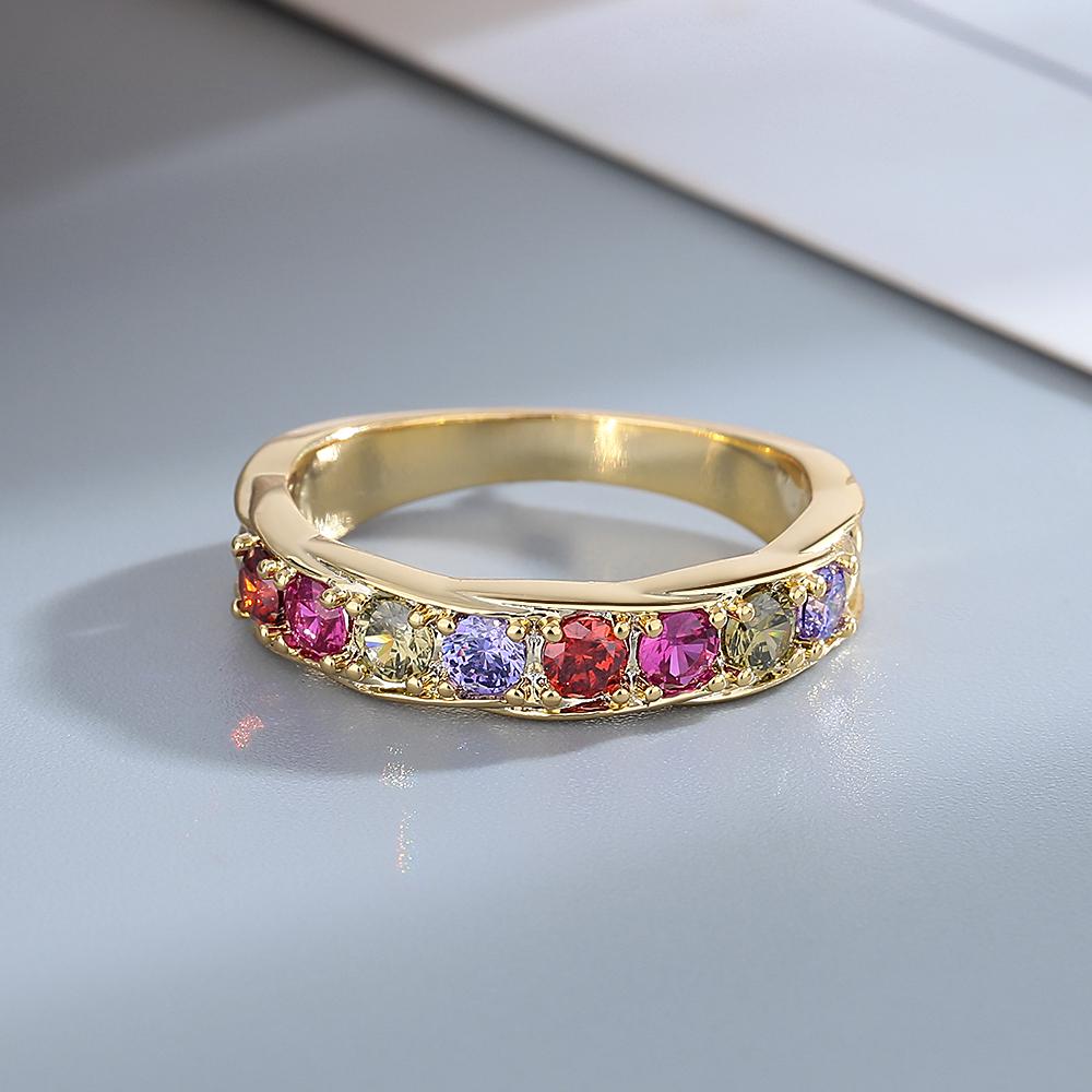 Красочное кольцо с цирконием, серебряные кольца, простой стиль, ювелирные изделия на руку для женщин, кольцо с позолотой 18 карат