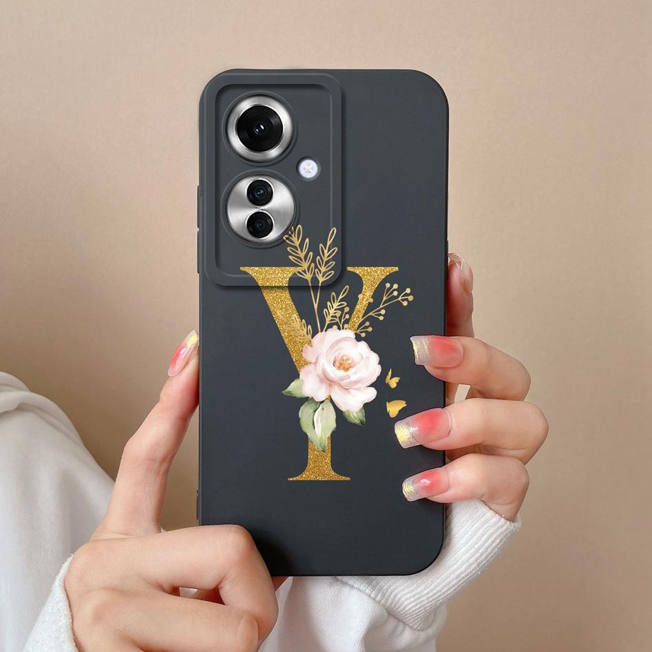 Задняя крышка для OPPO A1i A60 Realme 12 Reno11 F Чехлы Популярные чехлы для пар с буквами AZ Матовый жидкий силикон Высококачественные противоударные чехлы для телефонов для OPPO