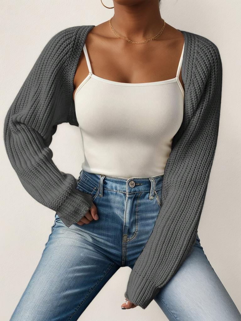 Rose Beauty A Y2K Street Daily Casual Batwing Sleeve Shrug Crop Cardigan Open Front Coat