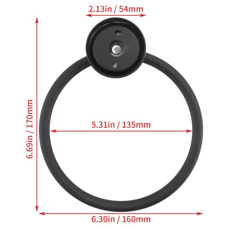 A03F-2X Towel Ring For Bathroom, Hand Towel Holder Round Towel Hanger Wall Mount 304 Stainless Steel Brushed Finish(Black)