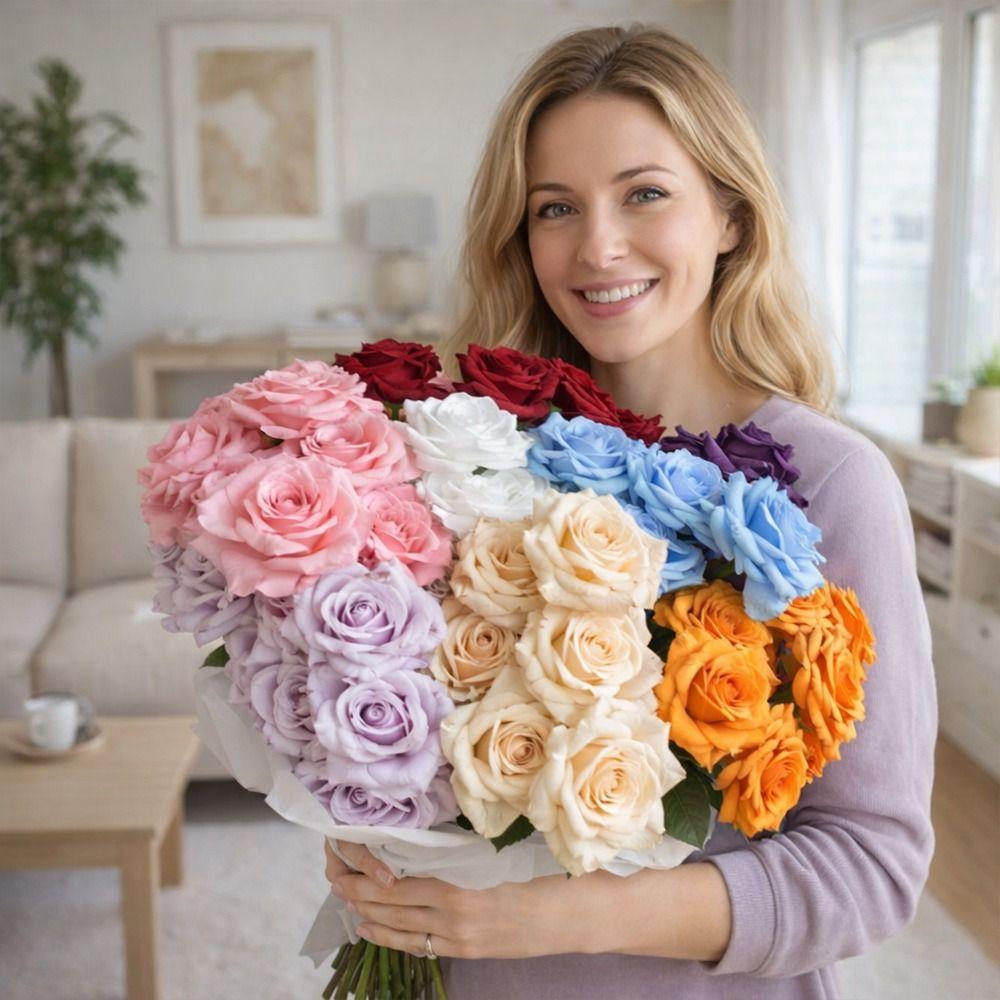 Silk Artificial Rose Flower 5 Heads Wedding Floral for Wedding and Festival Decoration