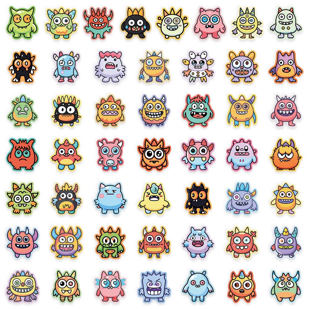50PCS Cute Monster Multi Fun Creative Stickers DIY Manual Scrap Book Phone Case Tablet Speaker Motorcycle Stickers