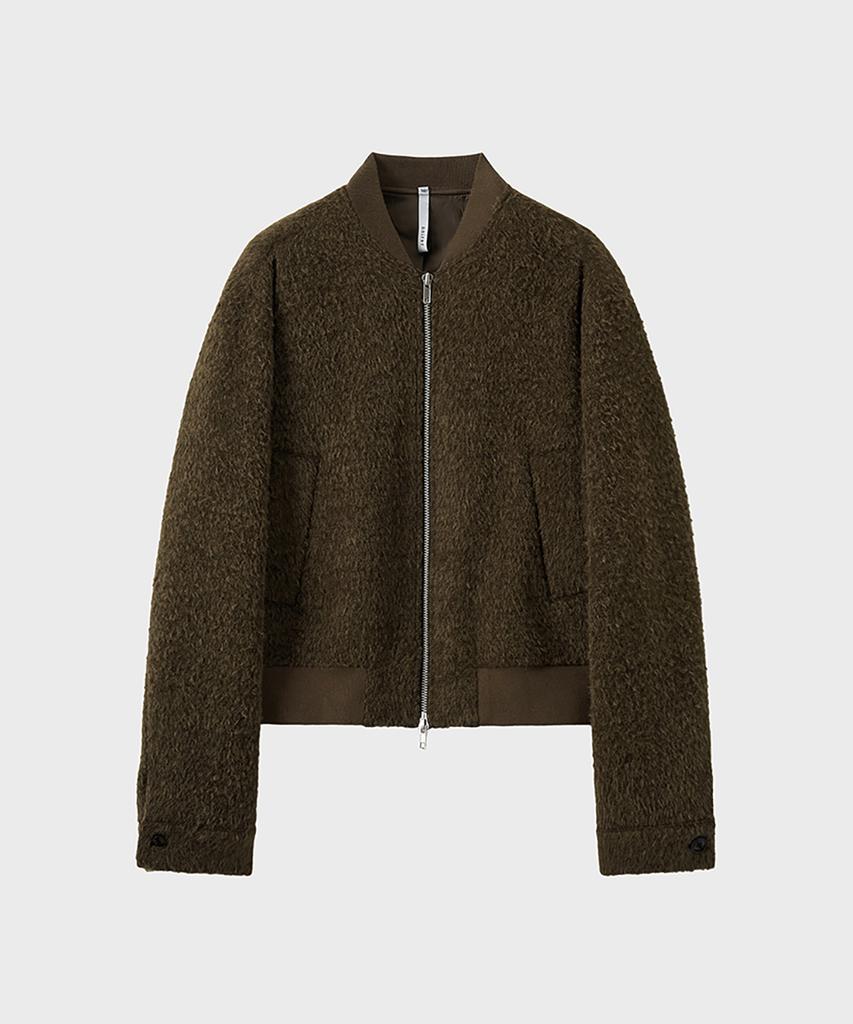 Noirer Fancy Alpaca Crop Blouson (Khaki Brown)