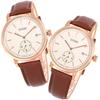 SOUE Pair Watch Classics Pair Watch Pair Couple 38mm Size Leather Belt Leather Band Brown Pink Gold Ivory Dial [SOUE] Women's Men's