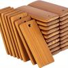 100Pcs Natural Wood Blanks 45x20mm Bamboo Tags for Keychain Rings Engraving Blanks Unfinished Tags Key Ring Tag