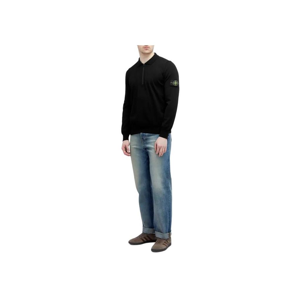 STONE ISLAND Мужская футболка-поло с логотипом, черная 8015543B2-V0029