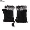 Fashion Winter Half Finger Fingerless Gloves Wrist Mitten Rabbit Fur Winter Glove