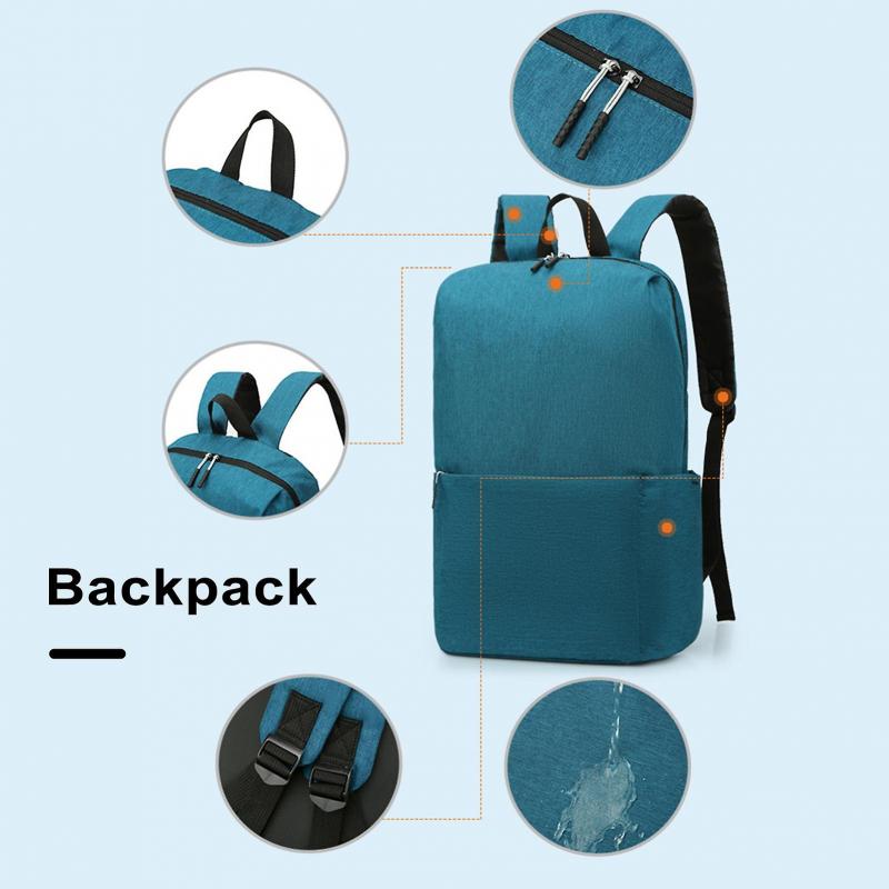 Backpack Wide Shoudler Strap Multi-layer Pockets Solid Color Great Load Bearing Large Capacity Zipper Closure Water Bottle Umbrella Pouch Travel Bag