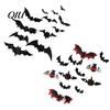 Bright Color Pumpkin Decal 12Pcs Bats Wall Decals, Halloween 3D Bat Stickers for Home Decor, Three-dimensional Decor 4 Size Waterproof Black