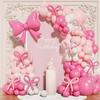 149 Pieces White Pink Bow Balloon Wreath Arch Set Wedding Bride Engagement Bachelorette Party Pink Rose
